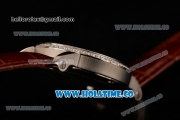 Cartier Rotonde De Miyota Quartz Steel Case with White Dial Diamonds Bezel and Black Roman Numeral Markers