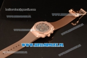 Hublot Classic Fusion Aerofusion Chronograph Orlinski Japanese Miyota OS20 Quartz Rose Gold Case with Black Dial Stick Markers and Brown Rubber Strap