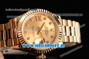 Rolex Datejust Swiss ETA 2671 Automatic Yellow Gold Case with Yellow Gold Dial Diamonds Markers and Yellow Gold Bracelet (BP)