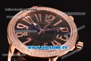 Blancpain Women Ladybird Ultraplate Miyota 9015 Automatic Rose Gold Case with Diamonds Bezel and Black Dial (G5)