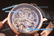 Patek Philippe Skeleton Tourbillon SM Phase Automatic Rose Gold Case Black Leather Strap