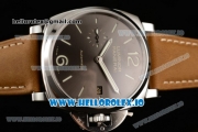 Panerai Luminor Due 3 Days Automatic Clone P.3000 Automatic Steel Case Black Dial With Stick/Arabic Numeral Markers Brown Leather Strap(KW)