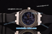 Audemars Piguet Royal Oak Automatic Steel Case with Black Leather Strap and Skeleton Dial