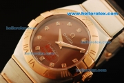 Omega Constellation Swiss ETA Quartz Movement Rose Gold Bezel with Brown Dial and Diamond Markers - Lady Model