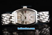 Franck Muller Conquistador Swiss ETA 2824 Automatic Movement Full Steel with White Dial and Silver Numeral Markers