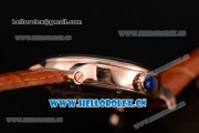 Cartier Rotonde de Cartier Astrotourbillon Asia 2813 Automatic Rose Gold Case with Silver Dial Roman Numeral Markers and Brown Leather Strap