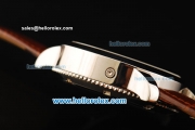 Vacheron Constantin Tourbillon Automatic Movement Steel Case with White Dial and Stick Markers-Brown Leather Strap