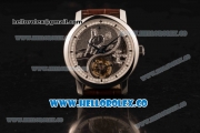 Vacheron Constantin Traditionelle Minute Repeater Tourbillon Swiss Tourbillon Manual Winding Steel Case with Gray Dial Steel Bezel and Brown Leather Strap