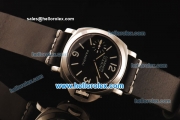 Panerai Luminor Marina Pam 177 Asia 6497 Manual Winding Steel Case with Black Grid Dial and Black Leather Strap