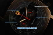 Ferrari Chronograph Miyota Quartz PVD Case with Black Dial and Black Leather-White Numeral Markers