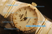 Omega Constellation Swiss Quartz Steel Case with Diamond Bezel/Markers and Two Tone Strap