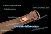Cartier Ronde Solo Swiss ETA 2836 Automatic Rose Gold Case with Brown Leather Strap Black Roman Numeral Markers and White Dial