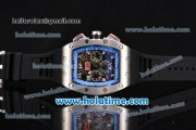 Richard Mille Felipe Massa Flyback Asia Automatic Steel Case with Black Rubber Strap and Skeleton Dial