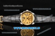 Cartier Calibre De Swiss ETA 2824 Automatic Steel Case with Gold Dial and Roman Numeral Markers Cartier Calibre De Swiss ETA 2824 Automatic Steel Case with Gold Dial and Roman Numeral Markers