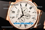 Ulysse Nardin Marine Chrono Asia Automatic Rose Gold Case with Roman Numeral Markers and White Dial