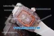 Richard Mille RM 07-02 Miyota 9015 Automatic Pink Sapphire Case with White Rubber Strap and Blue MOP Dial