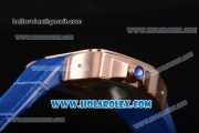 Cartier Santos Tourbillon Asia Automatic Rose Gold Case with Blue Dial and Blue Leather Strap - Roman Numeral Markers