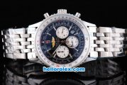 Breitling Navitimer working chronograph Quartz Movement with Black Dial and Silver Subdials-SS Strap