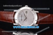 Audemars Piguet Jules Audemars Clone AP Calibre 3120 Automatic Steel Case with Silver Dial Stick Markers and Brown Leather Strap - 1:1 Original (EF)