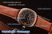 Panerai Radiomir Asia 6497 Manual Winding Steel Case with Black Dial and Brown Leather Strap