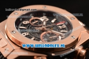 Hublot Big Bang Unico Chrono Swiss Valjoux 7750 Automatic Rose Gold Case Rose Gold Bezel with Skeleton Dial and Black Rubber Strap - 1:1 Original