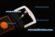 U-Boat Italo Fontana Left Hook Automatic Movement PVD Case with Black Dial and Orange Markers - Two Tone Leather Strap