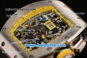 Richard Mille Felipe Massa Flyback Chrono Swiss Valjoux 7750 Automatic Steel Case with White Markers Black Rubber Bracelet and Numeral Markers