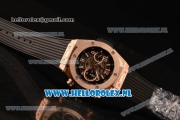 Hublot Big Bang Unico Chrono Swiss Valjoux 7750 Automatic Rose Gold Case with Skeleton Dial Rose Gold Bezel and Black Rubber Strap - 1:1 Original