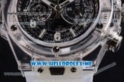 Hublot Big Bang UNICO Sapphire Blu Miyota Quartz Sapphire Crystal Case with Skeleton Dial and White Rubber Strap Stick/Arabic Numeral Markers