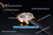 Audemars Piguet Millenary Miyota 9015 Automatic Rose Gold Case White Dial With Roman Numeral Markers Black Leather Strap