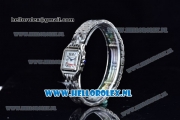 Cartier Santos 100 Japanese Miyota Quartz Steel Case with White Dial Roman Numberal Markers and Steel Bracelet