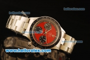 Rolex Daytona Vintage Edition Chronograph Swiss Valjoux 7750 Manual Winding Steel Case/Strap with Red Dial