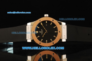 Hublot Classic Fusion Swiss ETA 2824 Automatic Movement Steel Case with Rose Gold Bezel and Black Rubber Strap