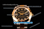 Rolex Datejust II Asia 2813 Automatic Steel/Yellow Gold Case with Diamonds Markers and Black Dial