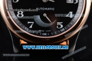 Longines Master Power Reserve Swiss ETA 2824 Automatic Steel Case with Black Dial and Black Leather Strap Rose Gold Bezel