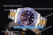 Rolex Submariner Swiss ETA 2836 Automatic Two Tone Case/Bracelet with Blue Dial and Dot Markers (BP)