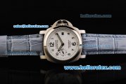 Panerai Luminor Marina Pam 049 Automatic Movement Steel Case with White Dial and Blue Leather Strap-Lady Model