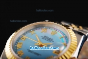 Rolex Datejust Swiss ETA 2836 Automatic Movement Two Tone with Gold Bezel-Blue Dial and Gold Roman Markers-18K Gold Never Fade