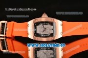 Richard Mille RM007 Miyota 6T51 Automatic Rose Gold Case with Diamonds Dial and Orange Rubber Strap