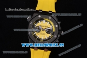 Audemars Piguet Royal Oak Offshore Diver Chronograph Clone AP Calibre 3126 Automatic PVD Case Yellow Dial Yellow Rubber Strap and Stick Markers (EF)