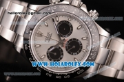 Rolex Daytona Chrono Swiss Valjoux 7750 Automatic Steel Case with PVD Bezel White Dial and White Stick Markers (JF)