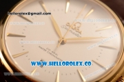 Omega De Ville Tresor Master Co-Axial Clone 8800 Automatic Yellow Gold Case with White Dial and Brown Leather Strap - (YF)