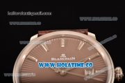 BlancPain Villeret Ultraplate Remontage Automatique Miyota 9015 Automatic Steel Case with Brown Dial and Stick Markers