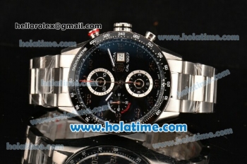 Tag Heuer Carrera Calibre 1887 Date Chrono Swiss Valjoux 7750 Automatic Full Steel with Black Ceramic Bezel and Arabic Numeral Markers (ZF)