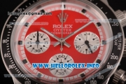 Rolex Daytona Vintage Chrono Miyota OS20 Quartz Steel Case/Bracelet with Red Dial and Point Markers - White Inner Bezel