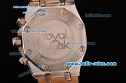 Audemars Piguet Royal Oak Chronograph Miyota OS20 Quartz Steel Case with Steel/Diamond Bezel and Black Leather Strap - 7750 Coating