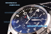 IWC Big Pilot Chronograph Miyota OS20 Quartz Steel Case with Black Dial and White Numeral Markers