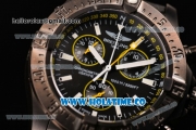 Breitling Avenger Skyland Chrono Swiss Quartz PVD Case with Yellow/Black Nylon Strap and Black Dial