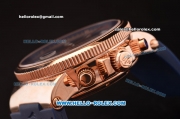 Ulysse Nardin Maxi Marine Chronograph Swiss Valjoux 7750 Automatic Rose Gold Case with Blue Dial and Blue Rubber Strap