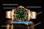 Rolex GMT-Master II Swiss ETA 2836 Automatic Yellow Gold Case With Ceramic Bezel Green Dial 116718LN